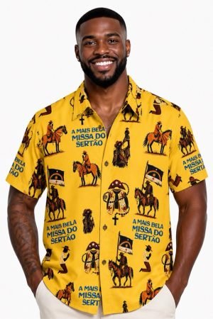 Camisa de botão unissex a mais bela missa do sertão